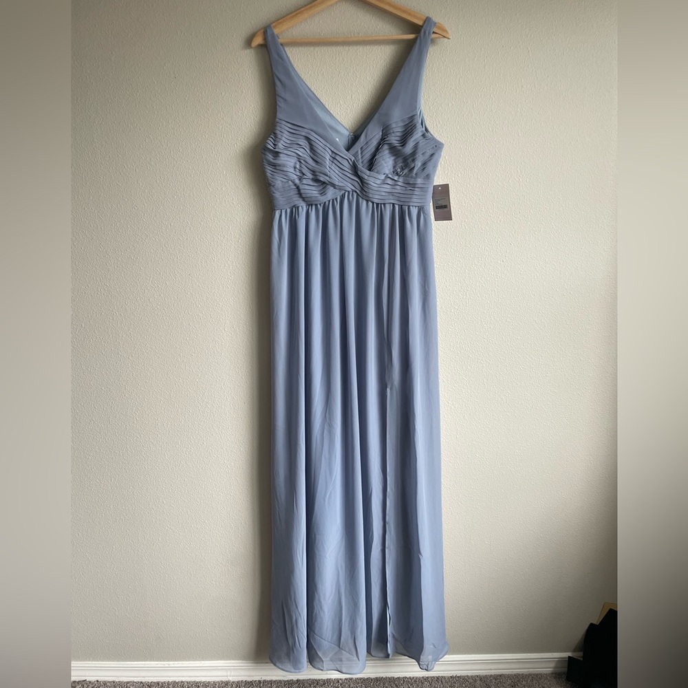 Birdy Grey Laurie Empire Dusty Blue Chiffon Dress | Bridesmaid | Medium